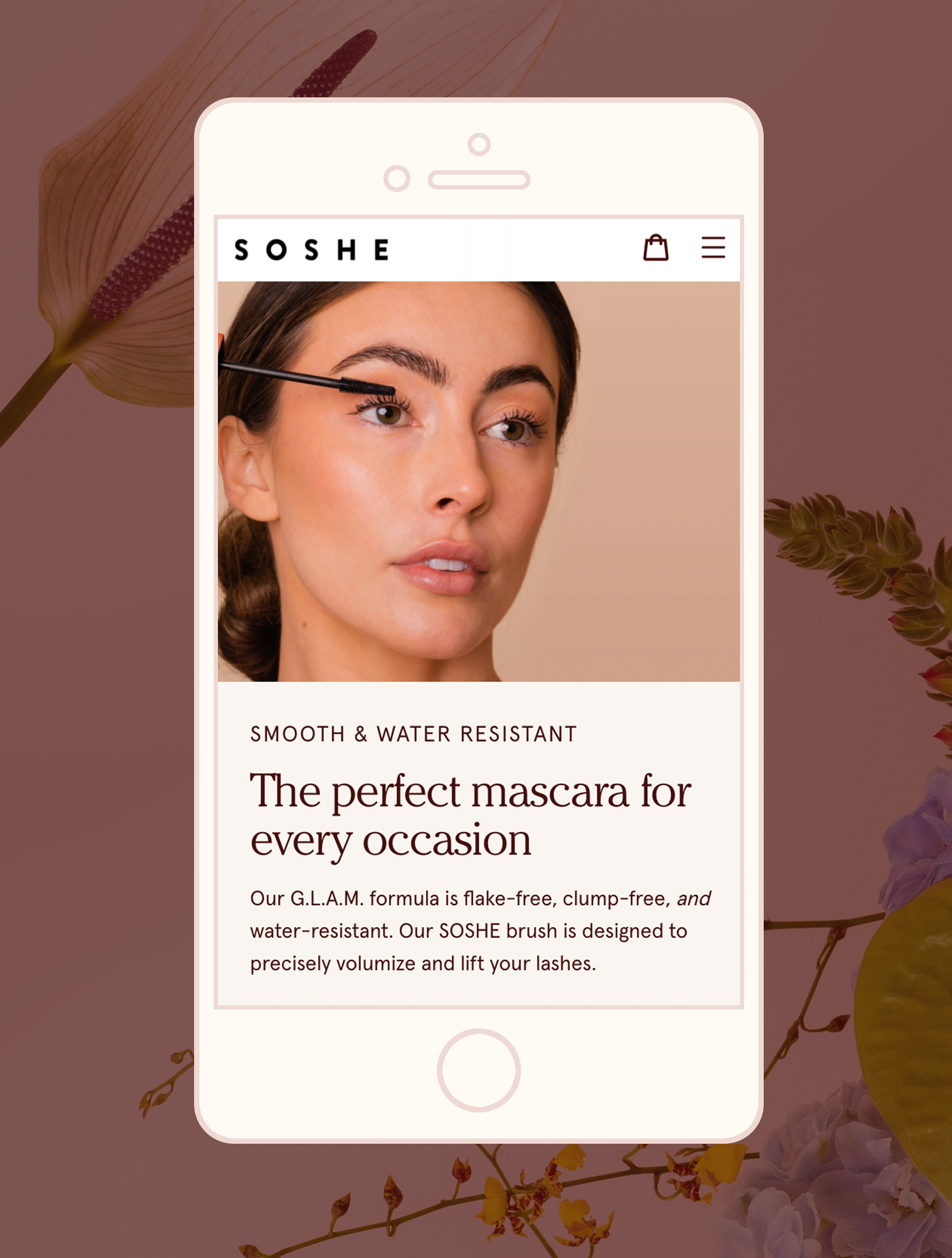 Mobile screen of the SOSHE store.